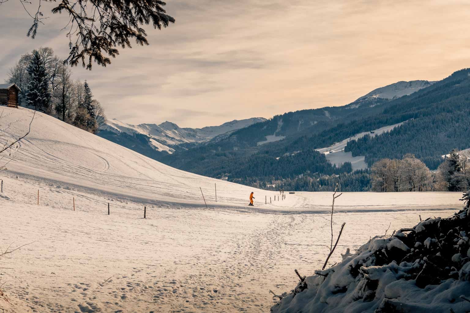 Skifahrer auf Piste